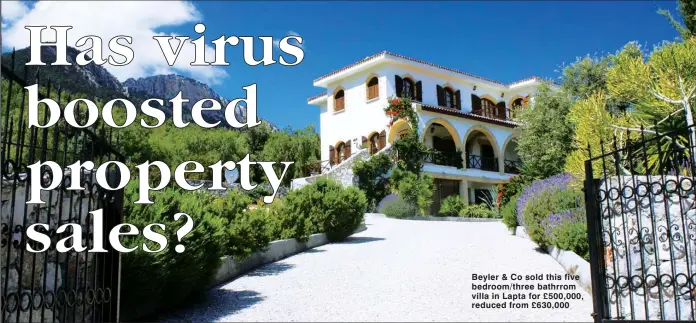  ??  ?? Beyler & Co sold this five bedroom/three bathrrom villa in Lapta for £500,000, reduced from £630,000