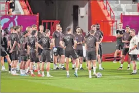  ?? AFP ?? Germany players take part in a training session at Al Shamal Stadium on Saturday.