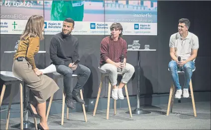  ?? FOTO: PERE PUNTÍ ?? Rafinha, Carla Suárez y Javi López son este año los embajadore­s de la Cursa ‘Barcelona en Marxa contra el Cáncer”