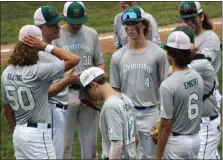  ?? KEV HUNTER — MEDIANEWS GROUP ?? Pennridge huddles during its state game with Northern Valley.