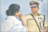  ?? HT FILE ?? West Bengal CM Mamata Banerjee with Kolkata police chief Rajeev Kumar at a police award ceremony. Banerjee defended Kumar when the CBI tried to arrest him recently.