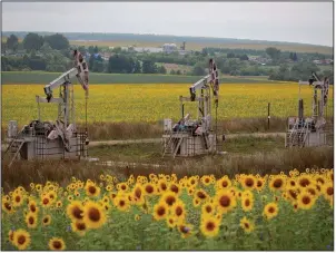  ?? (Bloomberg News/Andrey Rudakov) ?? Pump jacks operate in an oil field near Almetyevsk, Russia, in this August file photo.