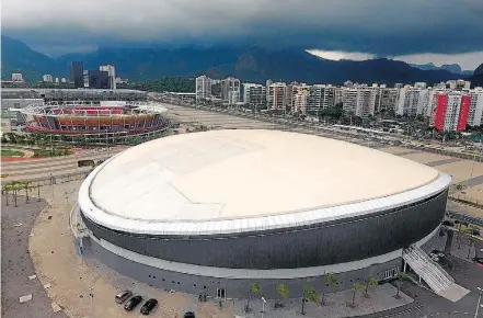  ?? FABIO MOTTA/ESTADÃO - 26/1/2018 ?? Parque Olímpico. Visão aérea do Centro de Tênis (esq.) e do Velódromo utilizados nos Jogos do Rio, em 2016