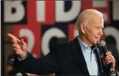  ?? JOHN J. KIM/CHICAGO TRIBUNE ?? Presidenti­al candidate and former Vice President Joe Biden talks during a campaign event n Fort Madison, Iowa, on Jan. 31.