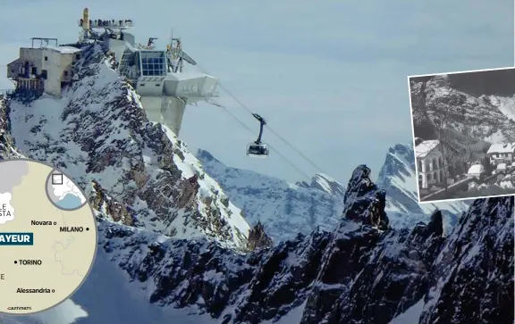  ??  ?? La terrazza di Punta Helbronner, una delle stazioni della funivia Skyway Monte Bianco, inaugurata nel giugno 2015