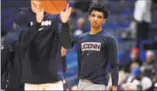  ?? Jessica Hill / Associated Press ?? UConn freshman guard James Bouknight is expected to make his collegiate debut Thursday night against Buffalo.