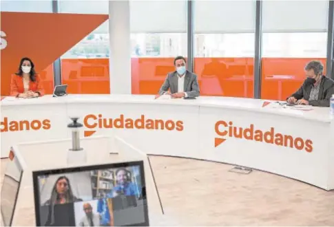  ?? EP ?? Reunión del Comité Permanente, ayer, en la sede nacional de Ciudadanos