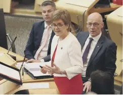  ??  ?? 0 Nicola Sturgeon at the Scottish Parliament yesterday