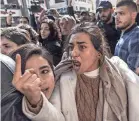  ?? MARCO LONGARI/AFP VIA GETTY IMAGES ?? Palestinia­n Authority security forces confront people protesting the visit of Secretary of State Antony Blinken in Ramallah, West Bank, on Wednesday.