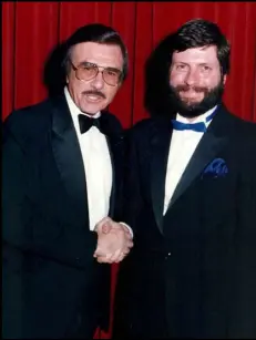  ?? COURTESY PHOTO ?? Fred Judkins with TV and radio announcer Gary Owens, best-remembered for his work on the comedy variety show “Rowan &amp; Martin’s Laugh-In.”