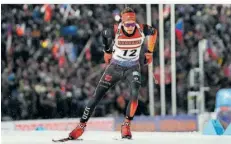  ?? FOTO: JOSEK/AP ?? Mit einer starken Leistung sicherte Benedikt Doll dem DSV-Team die zweite Medaille bei der diesjährig­en Biathlon-WM in Nove Mesto.
