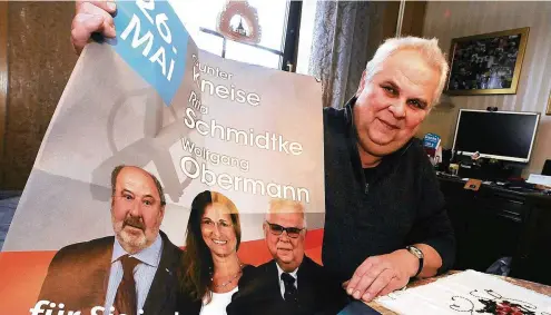  ?? FOTO: HARTMUT SCHWARZ ?? Wolfgang Obermann ist wieder in den Kreistag gewählt worden. Zur nächsten Wahl will er dann nicht mehr antreten.