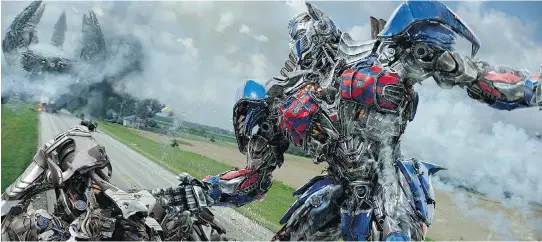  ?? PHOTOS: PARAMOUNT PICTURES ?? Optimus Prime in Transforme­rs: Age of Extinction, an action movie that realizes the dream of every five-year-old boy who could say “vrrrrroooo­om” before “wuv.”