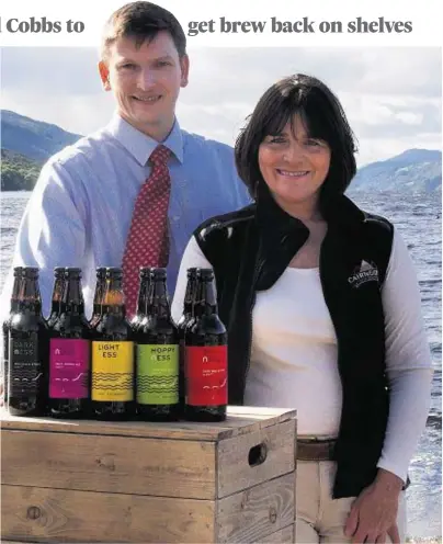  ??  ?? HAPPI-NESS: Rory Cameron and Sam Faircliff with a selection of Loch Ness Beer products