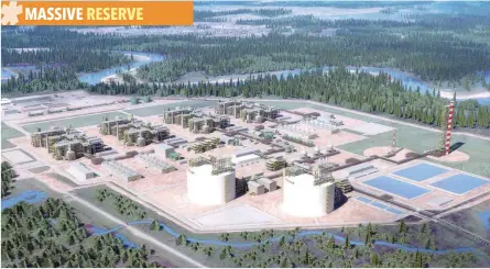  ?? — Reuters ?? A rendering of the proposed LNG Canada facility in Kitimat, supplied by LNG Canada to media.