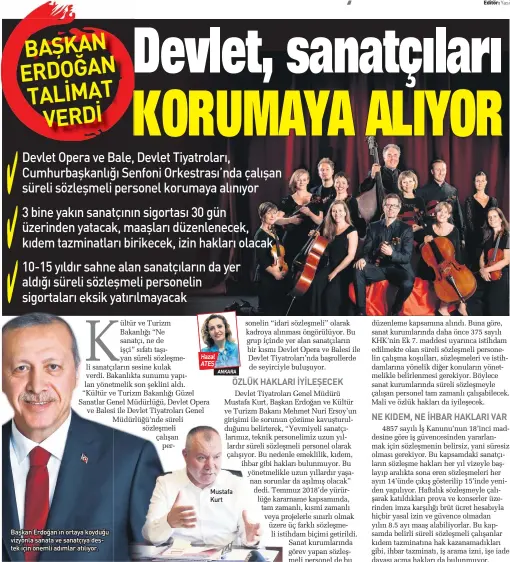  ??  ?? Başkan Erdoğan’ın ortaya koyduğu vizyonla sanata ve sanatçıya destek için önemli adımlar atılıyor. Ha]aO ATEŞ ANKARA Mustafa .urt