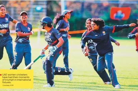  ?? Courtesy: ECB ?? UAE women cricketers have had their moments of triumph in internatio­nal fixtures.