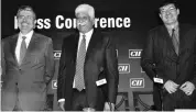  ?? PHOTO: KAMLESH PEDNEKAR ?? ( From left) CII President-designate Uday Kotak and President Rakesh Bharti Mittal, with Chairman, CII Western Region, Piruz Khambatta at the industry body’s press conference in Mumbai on Tuesday