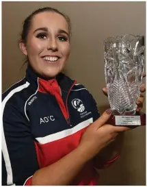  ??  ?? Aoife O’Connor, Freemount thrilled to accept the Best Female Award.
