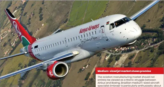  ??  ?? Above: Kenya Airways uses medium-body Embraer E190s on its flights to Mauritius.