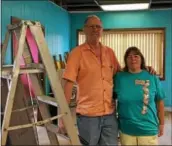  ?? REBECCA BLANCHARD — DIGITAL FIRST MEDIA ?? Funky Frets owners Curt and Bernadette Sheller in their building at 124 N. Chestnut St., the future site of Funky Frets.