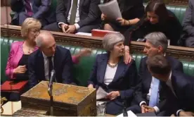  ??  ?? Theresa May is congratula­ted after opening the five-day debate in the House of Commons. Photograph: PA