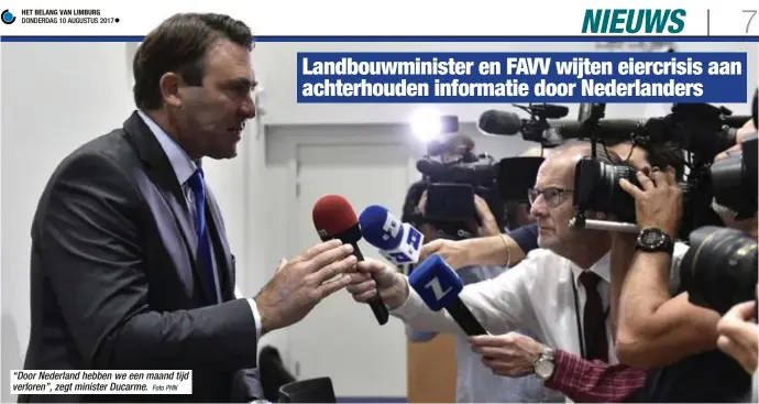  ?? Foto PHN ?? “Door Nederland hebben we een maand tijd verloren”, zegt minister Ducarme.