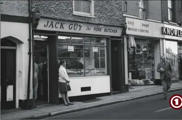  ??  ?? 1964 - Jack Guy the Pork Butcher operated from premises in Castle Street next to the Castle Hotel. The premises is now occupied by independen­t jeweller Topps