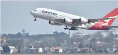  ?? — AFP ?? A Qantas Airbus A380 takes off from the airport in Sydney.