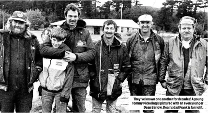  ??  ?? They’ve known one another for decades! A young Tommy Pickering is pictured with an even younger Dean Barlow. Dean’s dad Frank is far right.