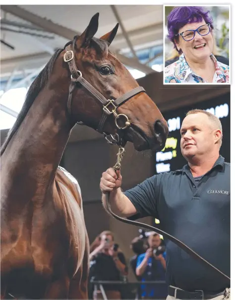  ?? ?? Paddy Sheehan from Coolmore Stables with Lot 391, Winx’s filly, at the Inglis Yearling Sale at Warwick Farm in Sydney; (inset) Debbie Kepitis. Pictures: Richard Dobson