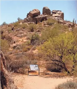  ??  ?? The Jane Rau Trail is a short, barrier-free loop that meets accessibil­ity standards and pays homage to one of the people responsibl­e for founding the McDowell Sonoran Preserve.