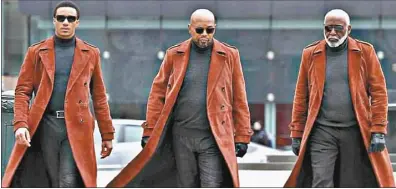  ?? Warner Bros. Picutres via AP ?? Jessie T. Usher (from left), Samuel L. Jackson and Richard Roundtree as John Shaft in a scene from “Shaft (2019).”