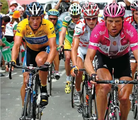  ??  ?? Armstrong, Vino, Landis, Rasmussen, Ullrich and Basso; a motley crew the CIRC could only benefit from speaking to