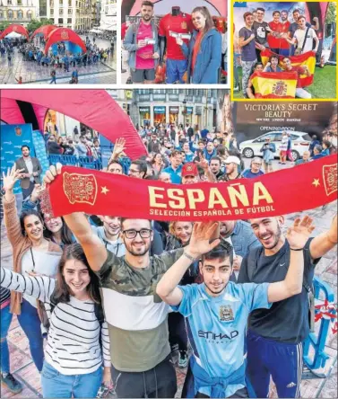  ??  ?? GRAN AMBIENTE. Málaga ya vive el partido España-Costa Rica de mañana. Hay pasión por La Roja