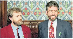  ??  ?? Controvers­ial meeting... Mr Corbyn with Sinn Fein leader Gerry Adams in 1995