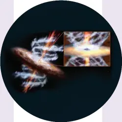  ??  ?? Cette représenta­tion d’artiste montre les vents et les jets ultra rapides produits par un trou noir supermassi­f au centre d’une galaxie. Ces flux de matière jouent un rôle fondamenta­l dans le « modelage » des galaxies et la formation d’étoiles.