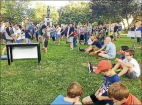  ?? COURTESY DOLLY HADDAD ?? More than 500 attended the rally Sunday on South Green in Middletown. “We asked our speakers to emphasize peace and unity, and if they had actions to give attendees to continue with those ideas, that would be a great takeaway for people. It really was...
