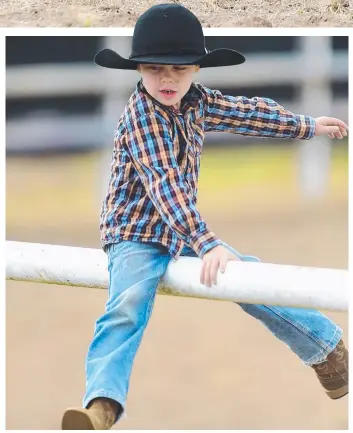  ??  ?? Billy Jeffs, 6, of Strathdick­ie, works on his riding skills.