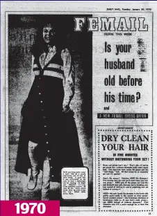  ??  ?? Fashion: Relationsh­ip articles and style tips, such as this feature on a warm wool maxi-jerkin worn with a dress, have always been popular 1970