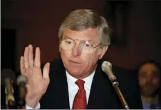  ??  ?? In this June 19, 1985 file photo, Texas Gov. Mark White gestures while speaking before the environmen­t and public works in Washington. AP PHOTO