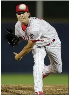  ?? MEDIANEWS GROUP FILE ?? Jeff Singer throws a pitch for the Reading Phillies against the Richmond Flying Squirrels in a 2018Easter­n League game at FirstEnerg­y Stadium in Reading. Singer hopes the circuitous route that brought him to the major leagues will soon bring him back.