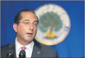  ?? MANUEL BALCE CENETA — THE ASSOCIATED PRESS ?? Department of Health and Human Services Secretary Alex Azar speaks during a White House Coronaviru­s Task Force briefing at the Department of Education building on July 8 in Washington.