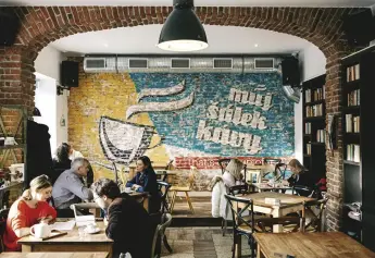  ??  ?? (Clockwise from left) Můj Šálek Kávy café in the Karlín district; Mandarin Oriental’s sacred spa; Michelinst­arred Field’s lamb, eggplant, broad beans and shallot