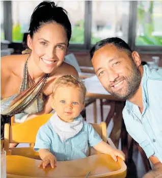  ??  ?? Zoe and Benji Marshall with their 1-year-old son Fox.