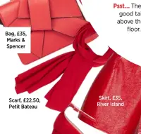  ??  ?? Bag, £35, Marks & Spencer Scarf, £22.50, Petit Bateau