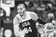  ?? AP/MARCIO JOSE SANCHEZ ?? Jayson Tatum is shown during the second half of an exhibition game Friday against Spain in Anaheim, Calif. The Boston Celtics will have at least three and possibly four players on the final 12man roster that USA Basketball will take to China next week for the FIBA World Cup.