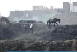  ??  ?? MORADABAD: A worker walks with his horse after dumping waste from brass factories on the banks of Ramganga river in Moradabad. —AFP