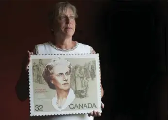  ?? GRAHAM HUGHES/THE CANADIAN PRESS ?? Michele Nadeau’s late grandmothe­r Therese Casgrain, honoured on a stamp, had an award in her name until 2010.