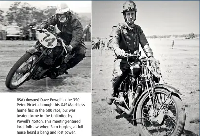  ??  ?? TOP CENTRE Max Stephens exits the main straight on his KTT Velocette in 1952. ABOVE Ev Sadlier – almost ready to go racing.